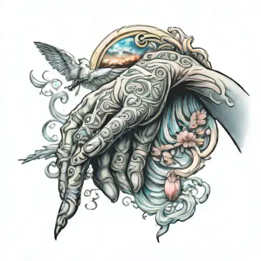 creation of adam painting tattoo design idea