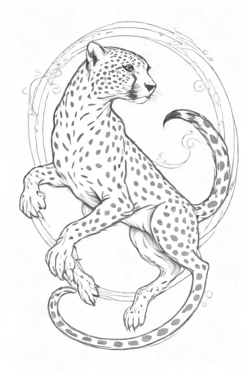 cheetah sprinting minimalistic tattoo tattoo design idea