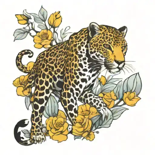 leopard walking frontal  tattoo design idea