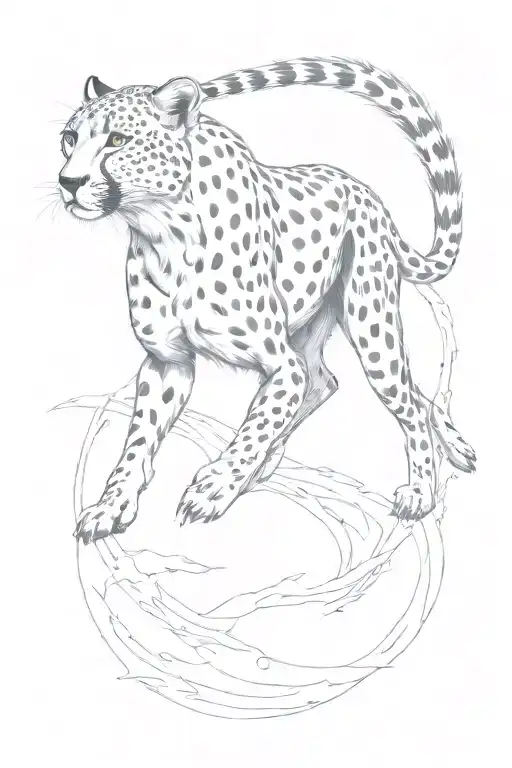 cheetah sprinting minimalistic tattoo tattoo design idea