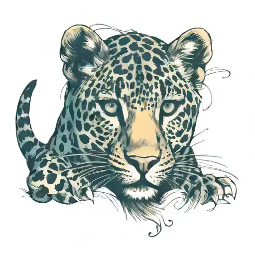 leopard walking frontal  tattoo design idea