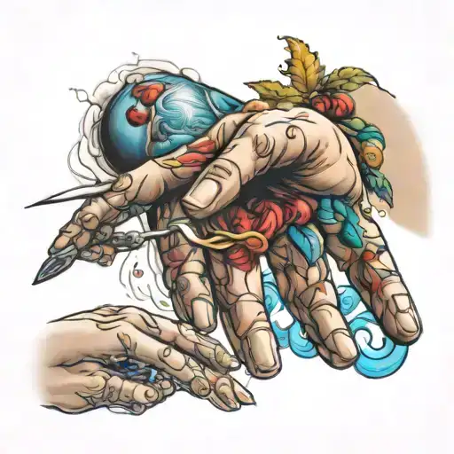 creation of adam painting tattoo design idea