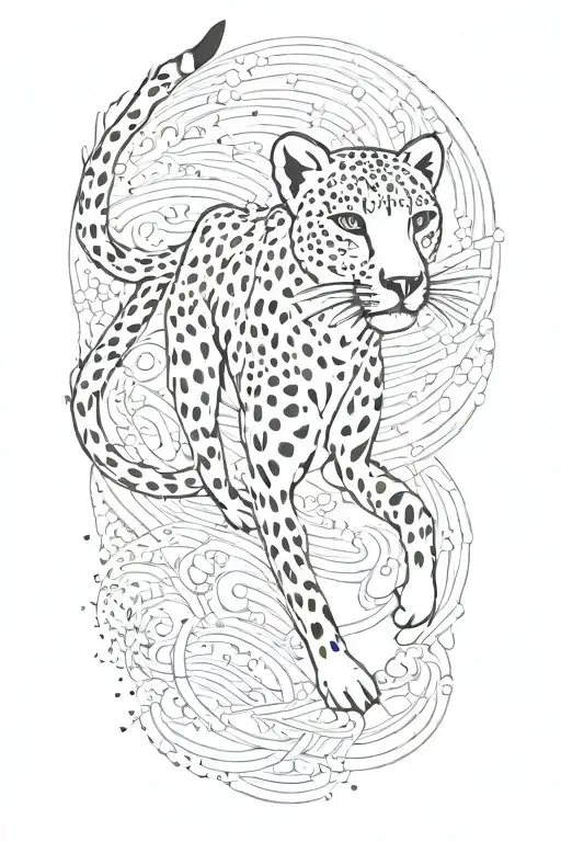 cheetah sprinting minimalistic tattoo tattoo design idea