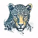 leopard walking frontal  tattoo design idea