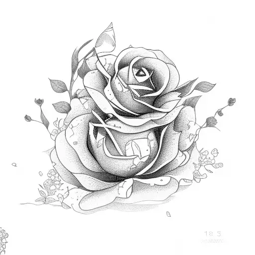 A typewriter surrounded by blooming flowers tattoo design idea