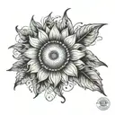 sun, sunflower, blueberries tattoo design idea