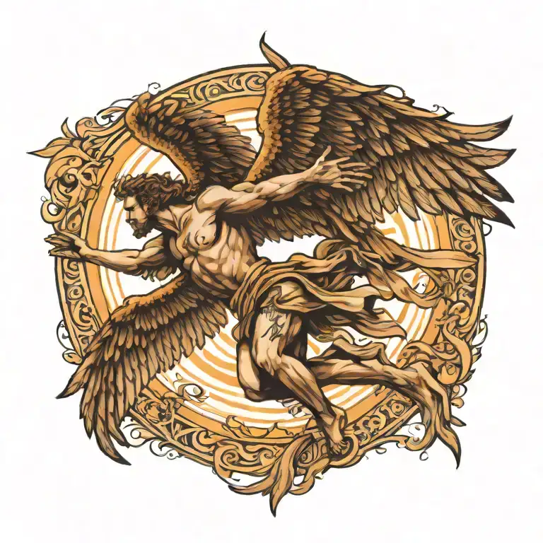 icarus falling from the sun tattoo design idea