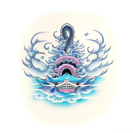 blue whale and blue jellyfish separately  tattoo design idea