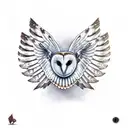 barn owl with its wings outstretched behind it while goind for the kill with talons tattoo design idea