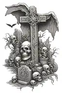graveyard tattoo design idea