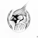red Cardinal bird sitting atop a skull tattoo design idea
