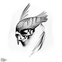 red Cardinal bird sitting atop a skull tattoo design idea