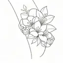 minimalistic line work tattoo, feminine with flowers, and Zach Bryan song lyrics tattoo design idea