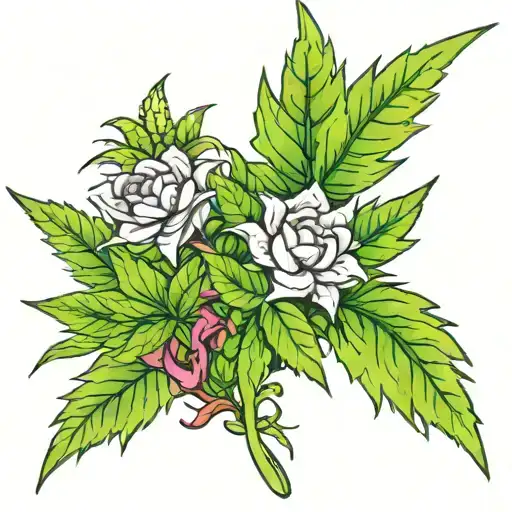 floral cannabis Boquet tattoo design idea