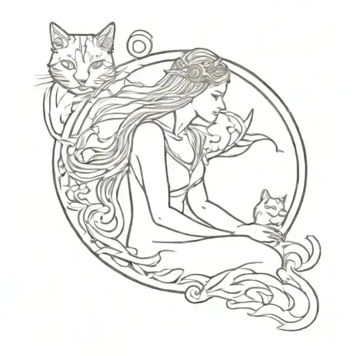 Freya Norse Goddess With Cats tattoo design idea