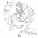 Freya Norse Goddess With Cats tattoo design idea