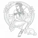 Freya Norse Goddess With Cats tattoo design idea