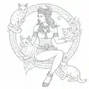Freya Norse Goddess With Cats tattoo design idea