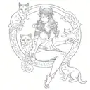 Freya Norse Goddess With Cats tattoo design idea