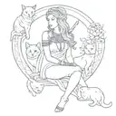 Freya Norse Goddess With Cats tattoo design idea
