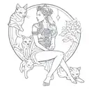 Freya Norse Goddess With Cats tattoo design idea