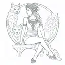 Freya Norse Goddess With Cats tattoo design idea