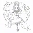 Freya Norse Goddess With Cats tattoo design idea