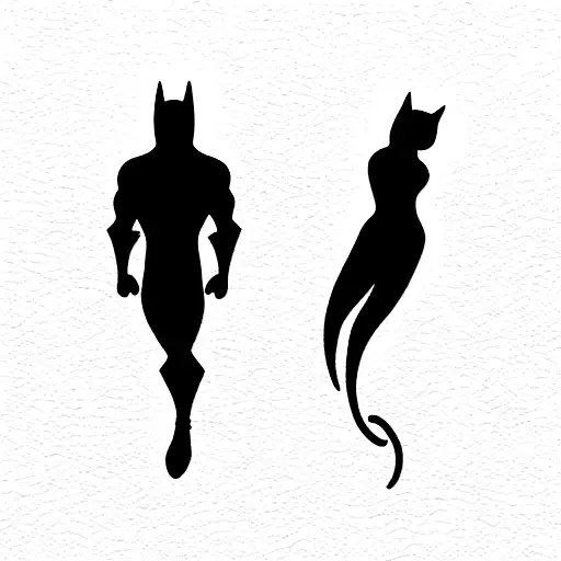 Batman and cat woman over Gotham  tattoo design idea
