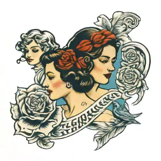 mother and daughters tattoo design idea