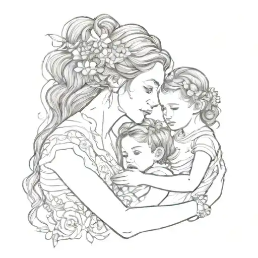 mother and daughters tattoo design idea