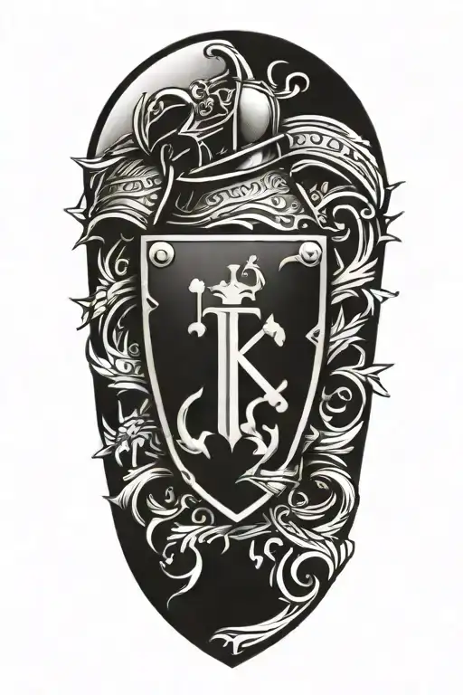 family crest knight armor   tattoo design idea