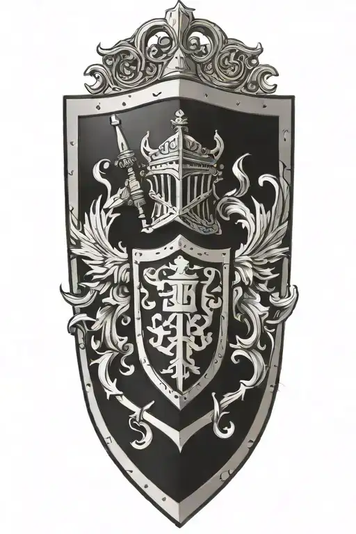 family crest shield knight armor   tattoo design idea