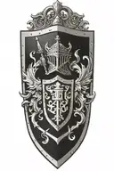 family crest shield knight armor   tattoo design idea