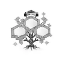 A family tree intertwined with a bookshelf, representing the importance of education and knowledge in the family tattoo design idea