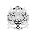 A family tree intertwined with a bookshelf, representing the importance of education and knowledge in the family tattoo design idea