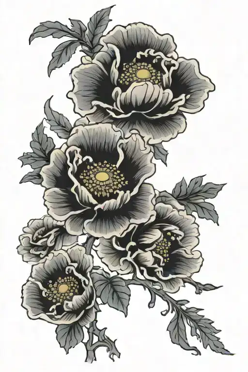 Japanese Poppy Sleeve tattoo design idea