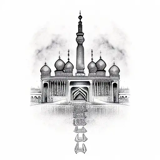 Design a tattoo of the city of Shiraz with its iconic landmarks and symbols tattoo design idea