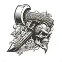 viking axe with skull as the axe head tattoo design idea