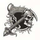 viking axe with skull as the axe head tattoo design idea