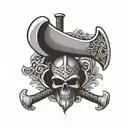 viking axe with skull as the axe head tattoo design idea