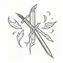 tattoo outline design of a switchblade falling tattoo design idea