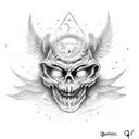 " impact not impress " qoute with a angel hugging devil tattoo design idea