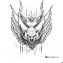 " impact not impress " qoute with a angel hugging devil tattoo design idea