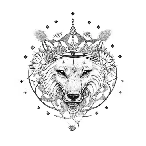 a zodiac Leo goddess with a crown radiating sunlight and sunflowers  tattoo design idea