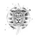 A Leo goddess holding a torch, symbolizing strength and wisdom tattoo design idea