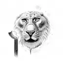 A Leo goddess holding a torch, symbolizing strength and wisdom tattoo design idea