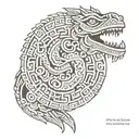 feathered serpent around mayan calendar tattoo design idea