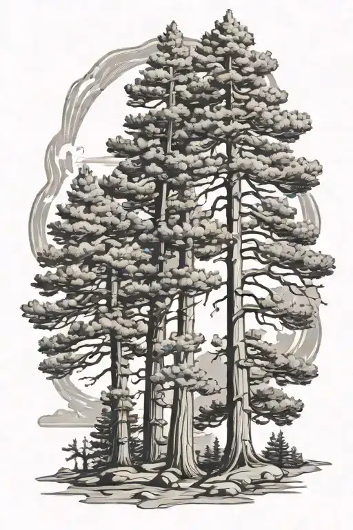 three ponderosa pines trees tattoo design idea