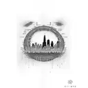chicago skyline with bears and cubbies tattoo design idea