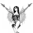 sexy punk rock girl in lingerie tattoo design idea